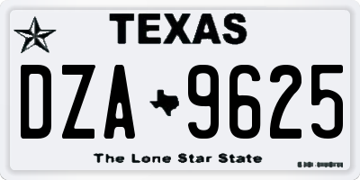 TX license plate DZA9625