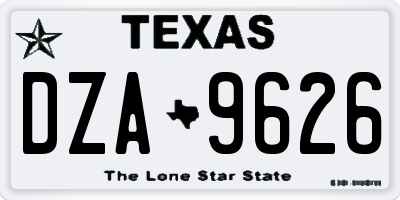 TX license plate DZA9626