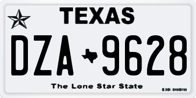 TX license plate DZA9628