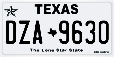 TX license plate DZA9630