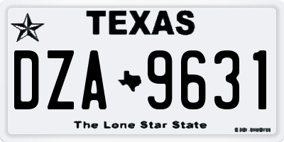 TX license plate DZA9631