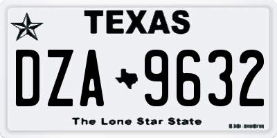 TX license plate DZA9632