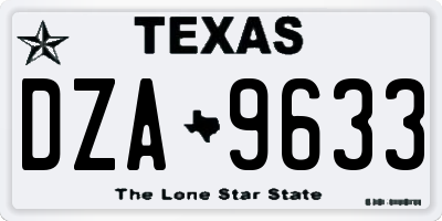 TX license plate DZA9633