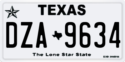 TX license plate DZA9634