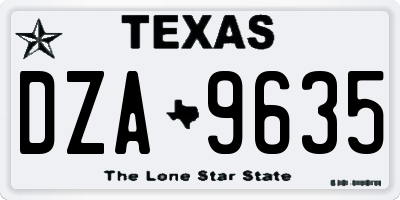 TX license plate DZA9635