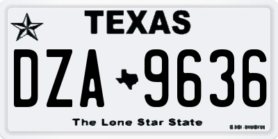TX license plate DZA9636