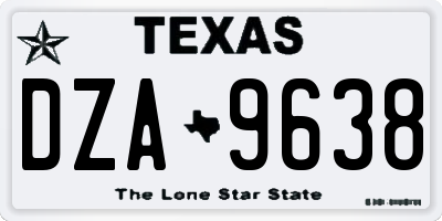TX license plate DZA9638