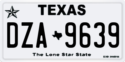 TX license plate DZA9639