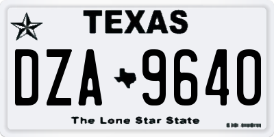 TX license plate DZA9640