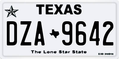 TX license plate DZA9642