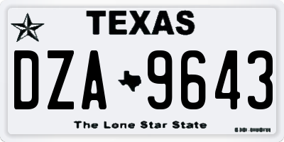 TX license plate DZA9643
