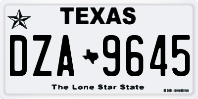 TX license plate DZA9645