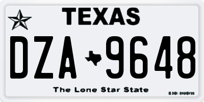 TX license plate DZA9648
