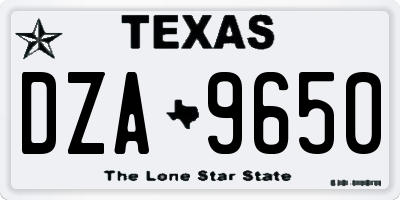 TX license plate DZA9650