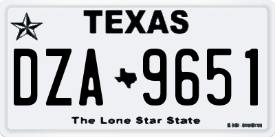 TX license plate DZA9651