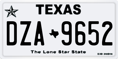 TX license plate DZA9652