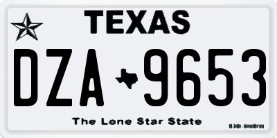 TX license plate DZA9653