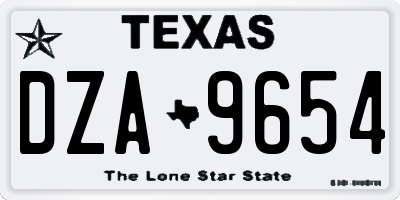 TX license plate DZA9654