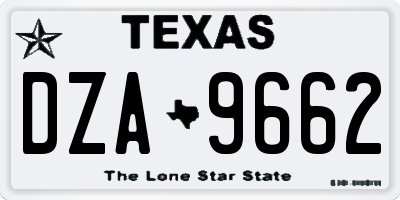 TX license plate DZA9662