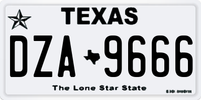 TX license plate DZA9666