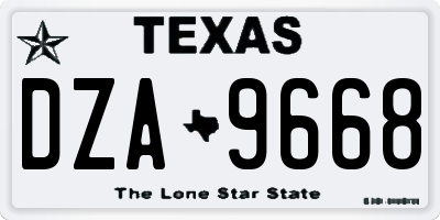 TX license plate DZA9668