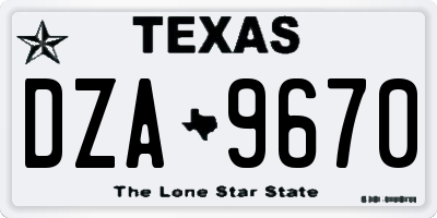 TX license plate DZA9670