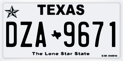 TX license plate DZA9671