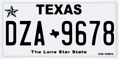 TX license plate DZA9678
