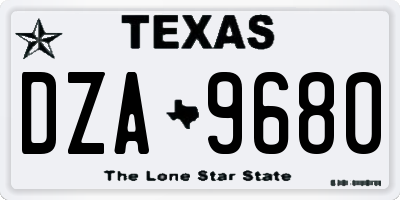 TX license plate DZA9680