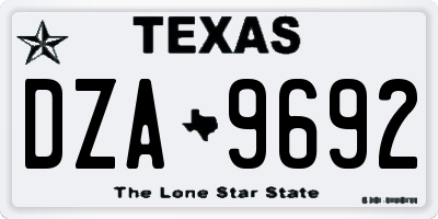 TX license plate DZA9692