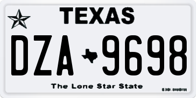 TX license plate DZA9698