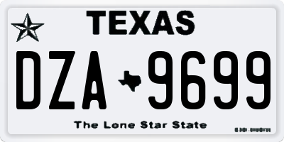 TX license plate DZA9699