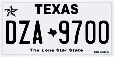 TX license plate DZA9700