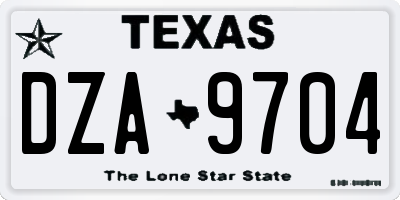 TX license plate DZA9704