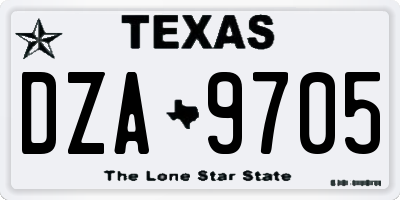 TX license plate DZA9705