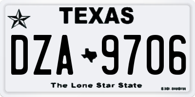 TX license plate DZA9706