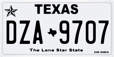 TX license plate DZA9707