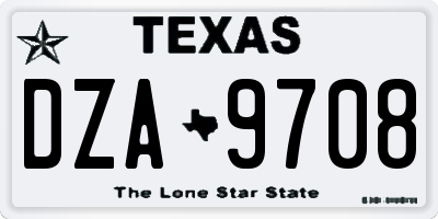 TX license plate DZA9708