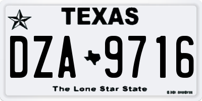 TX license plate DZA9716
