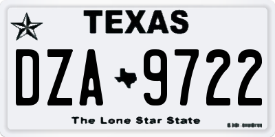 TX license plate DZA9722