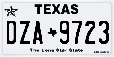 TX license plate DZA9723