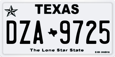 TX license plate DZA9725