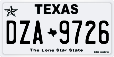 TX license plate DZA9726