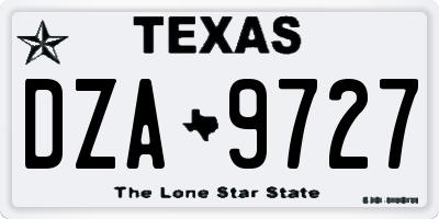 TX license plate DZA9727