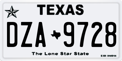 TX license plate DZA9728