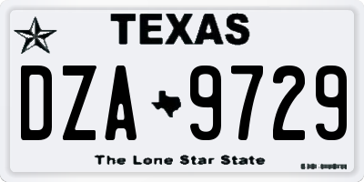 TX license plate DZA9729