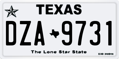 TX license plate DZA9731