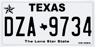 TX license plate DZA9734