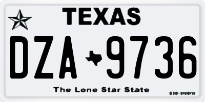 TX license plate DZA9736