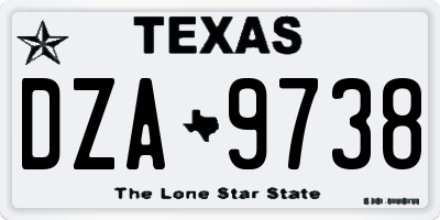 TX license plate DZA9738